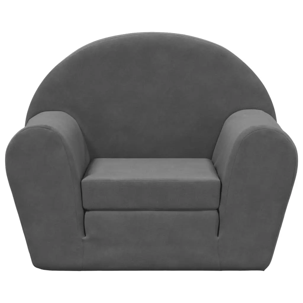 Kids Sofa Bed 2-in-1 Foldable Mini Bed Anthracite Soft Plush