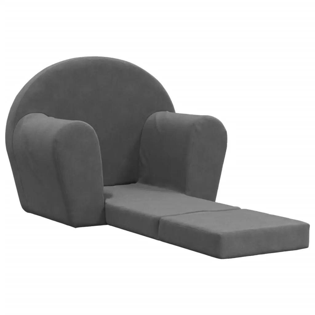 Kids Sofa Bed 2-in-1 Foldable Mini Bed Anthracite Soft Plush