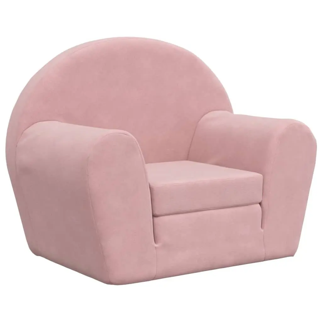 Kids Sofa Bed 2-in-1 Folding Armchair Pink Soft Plush