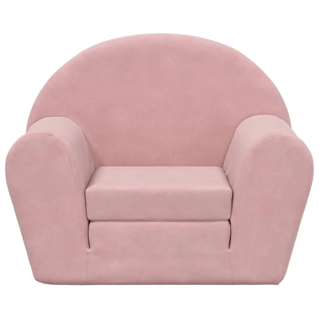 Kids Sofa Bed 2-in-1 Folding Armchair Pink Soft Plush