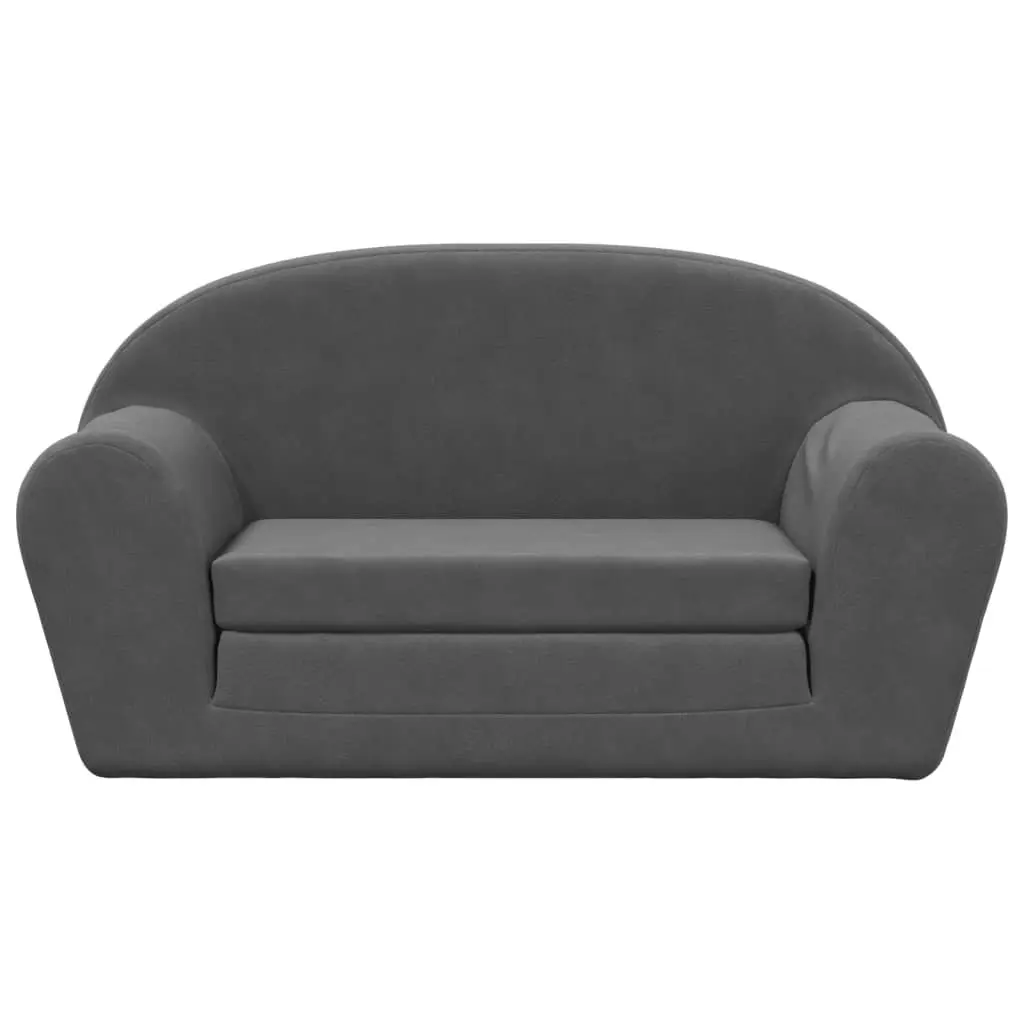 Kids Sofa Bed 2-Seater Foldable Mini Bed Anthracite Soft Plush