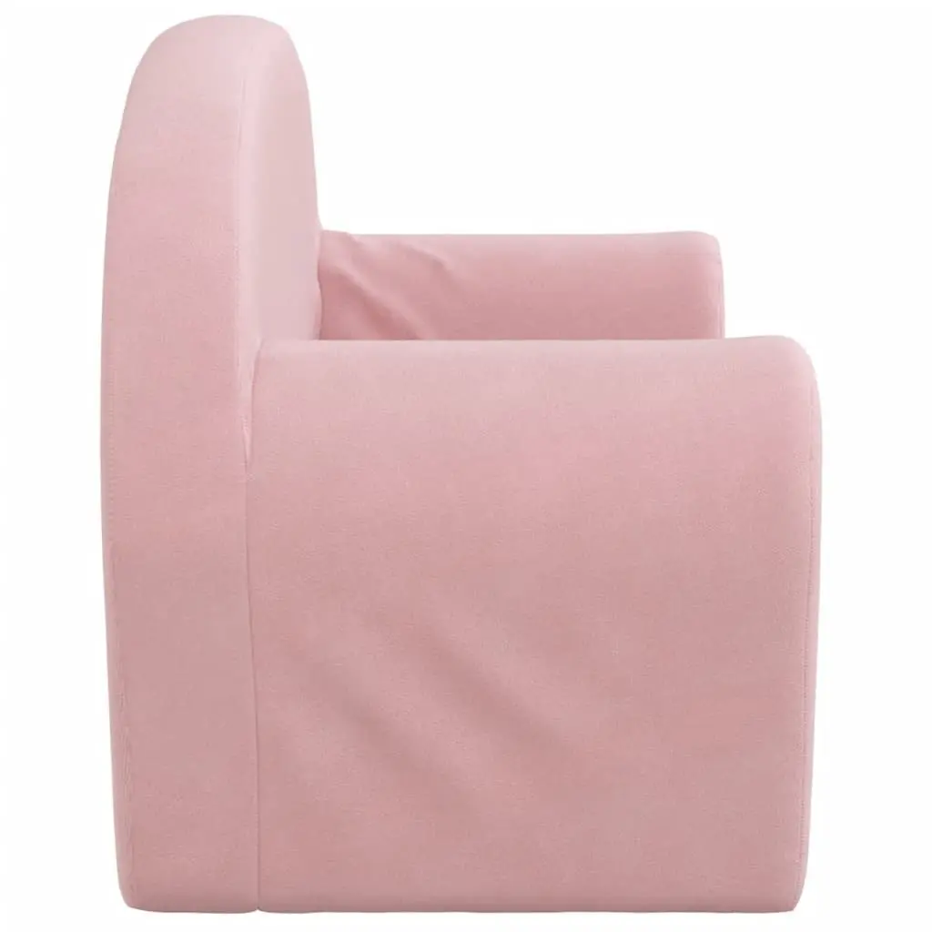 Kids Sofa Bed 2-Seater Convertible Folding Plush Armchair Pink