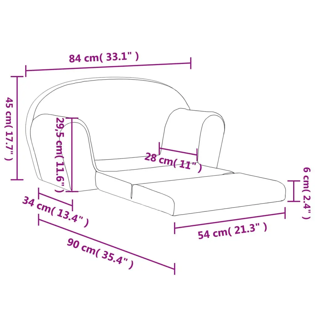 Kids Sofa Bed 2-Seater Convertible Folding Plush Armchair Pink