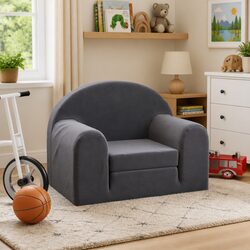 Plush Anthracite Kids Sofa Bed: Safe and Cozy