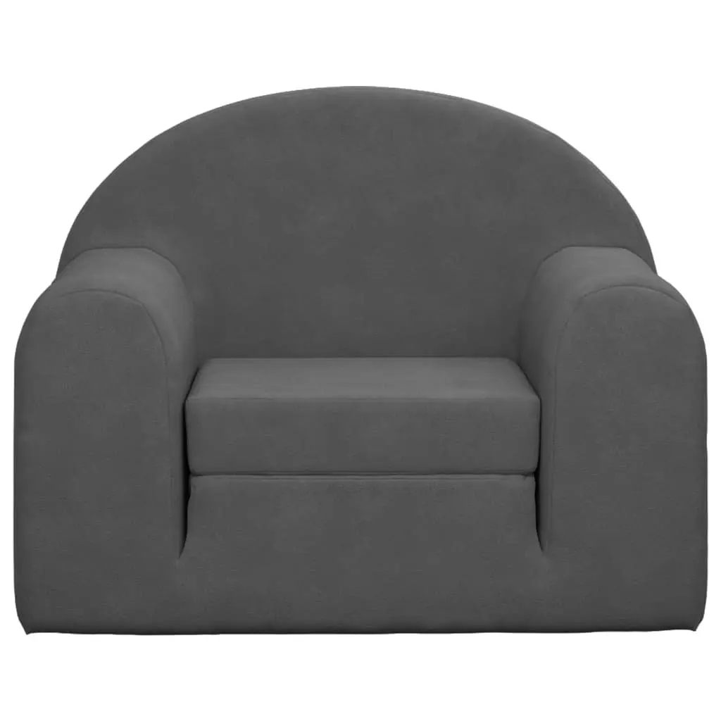 Kids Sofa Bed 2-in-1 Armchair Convertible Soft Plush Anthracite