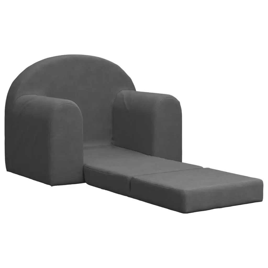 Kids Sofa Bed 2-in-1 Armchair Convertible Soft Plush Anthracite