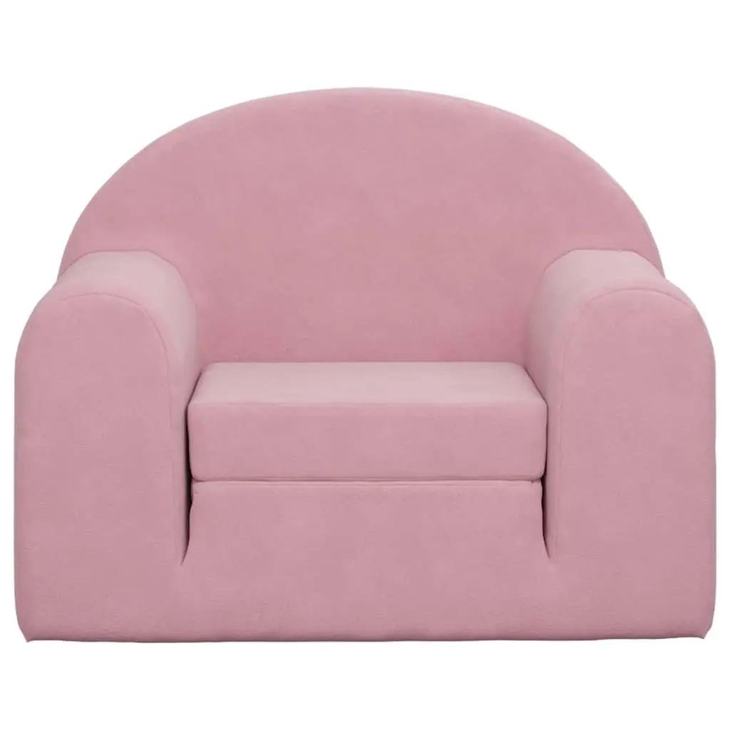 Kids Sofa Bed Pink Soft Plush 2-in-1 Folding Armchair Mini Bed