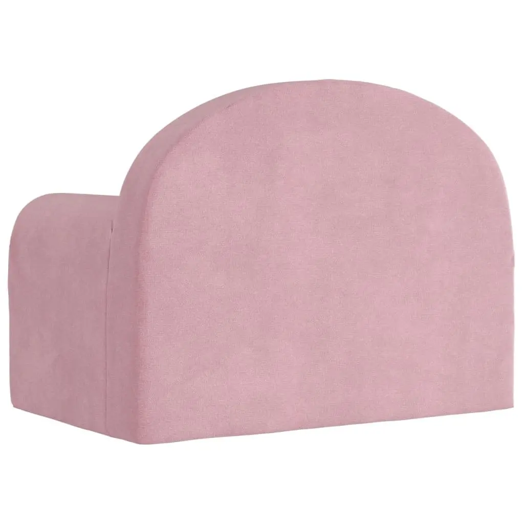 Kids Sofa Bed Pink Soft Plush 2-in-1 Folding Armchair Mini Bed