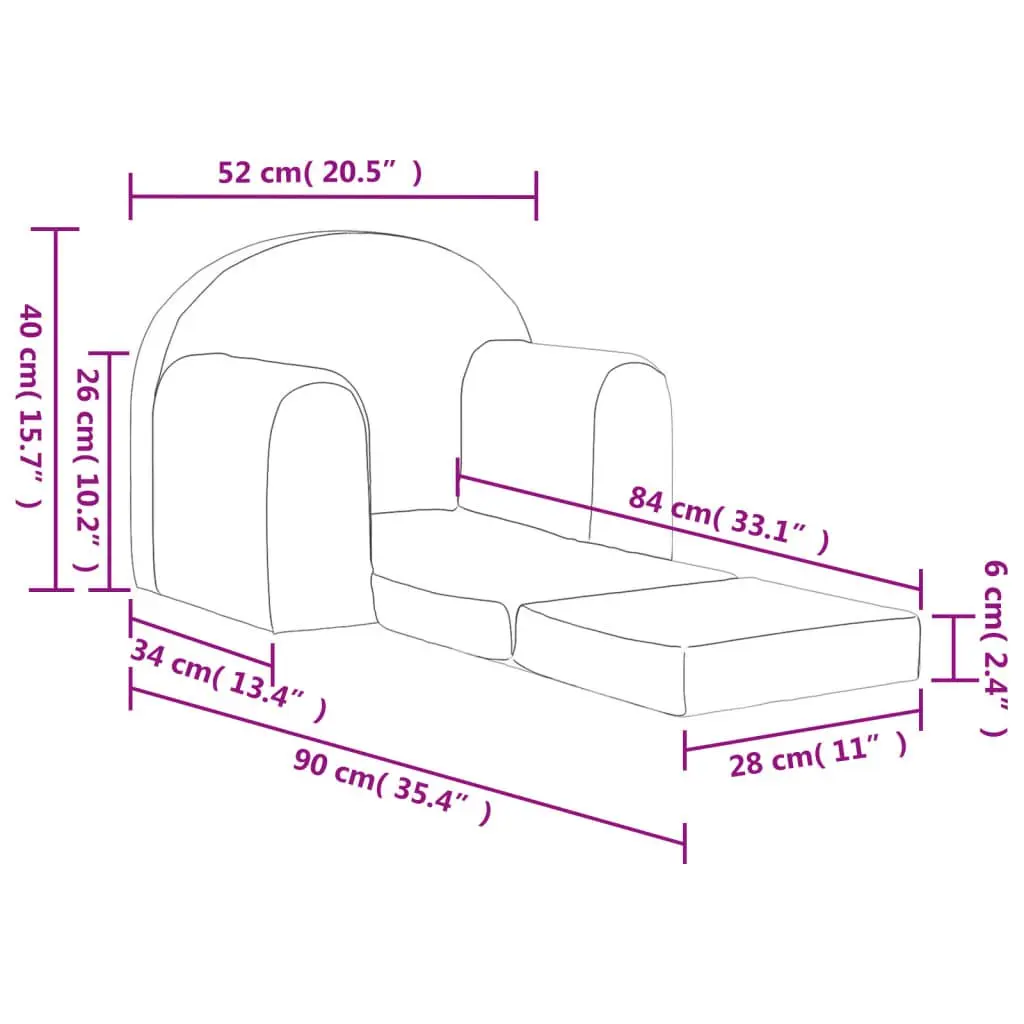 Kids Sofa Bed Pink Soft Plush 2-in-1 Folding Armchair Mini Bed
