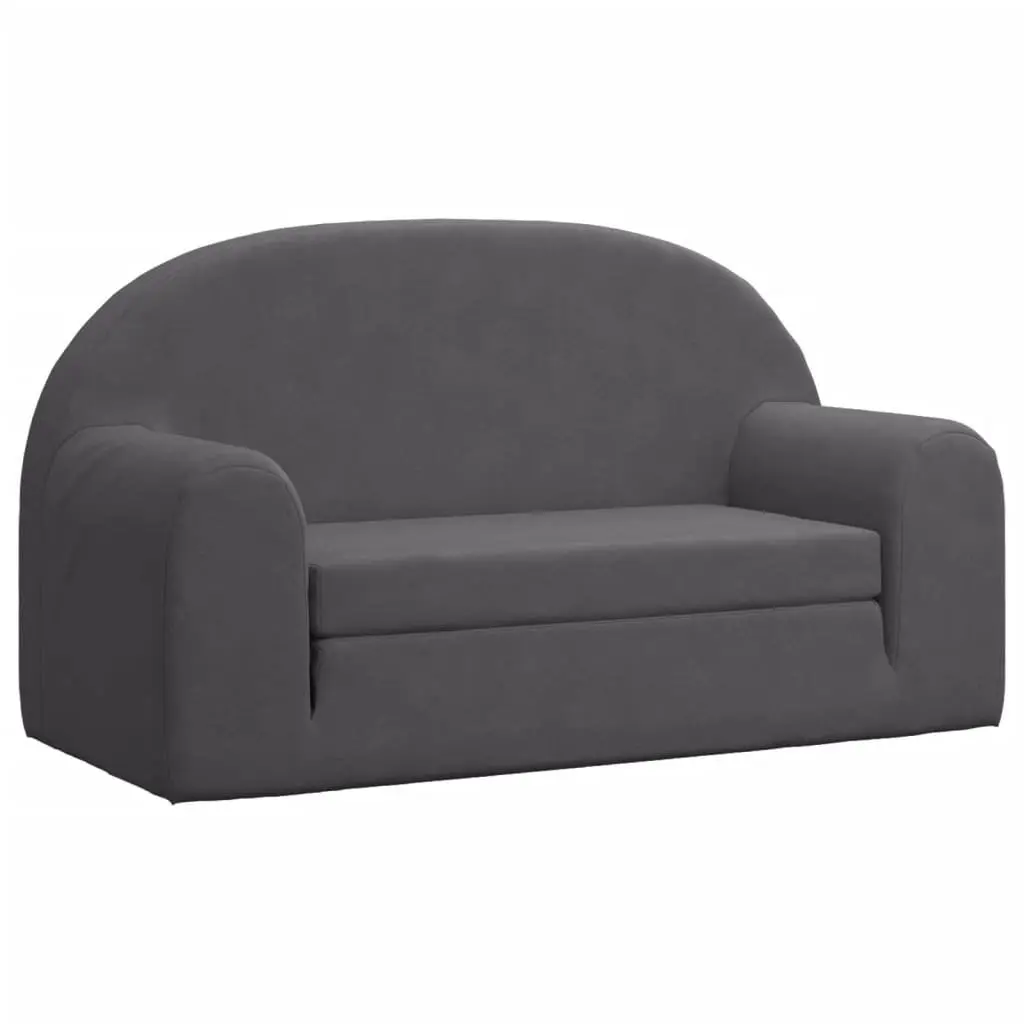 Kids Sofa Bed 2-Seater Foldable Anthracite Soft Plush Armchair