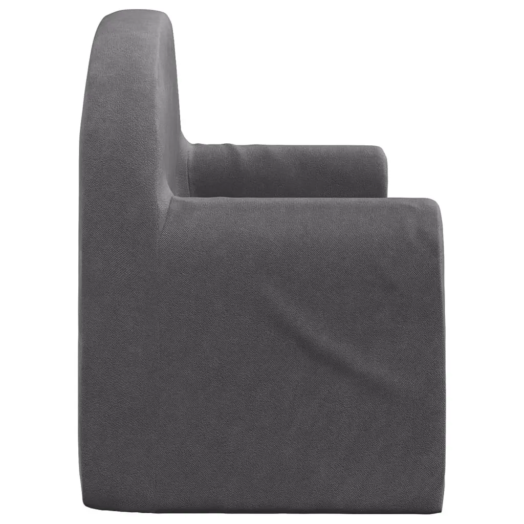 Kids Sofa Bed 2-Seater Foldable Anthracite Soft Plush Armchair