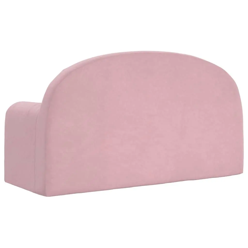 Kids Sofa Bed Pink Soft Plush 2-Seater Fold-Out Chair