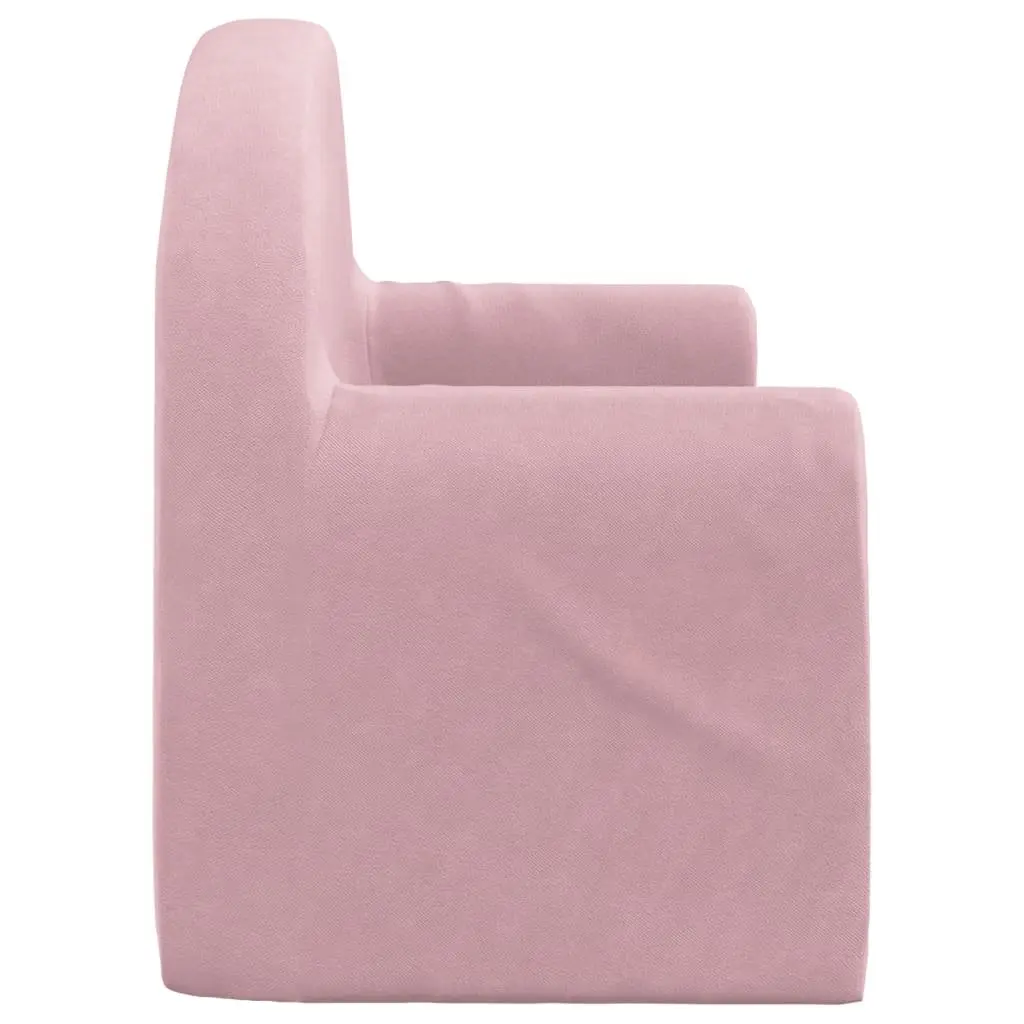 Kids Sofa Bed Pink Soft Plush 2-Seater Fold-Out Chair