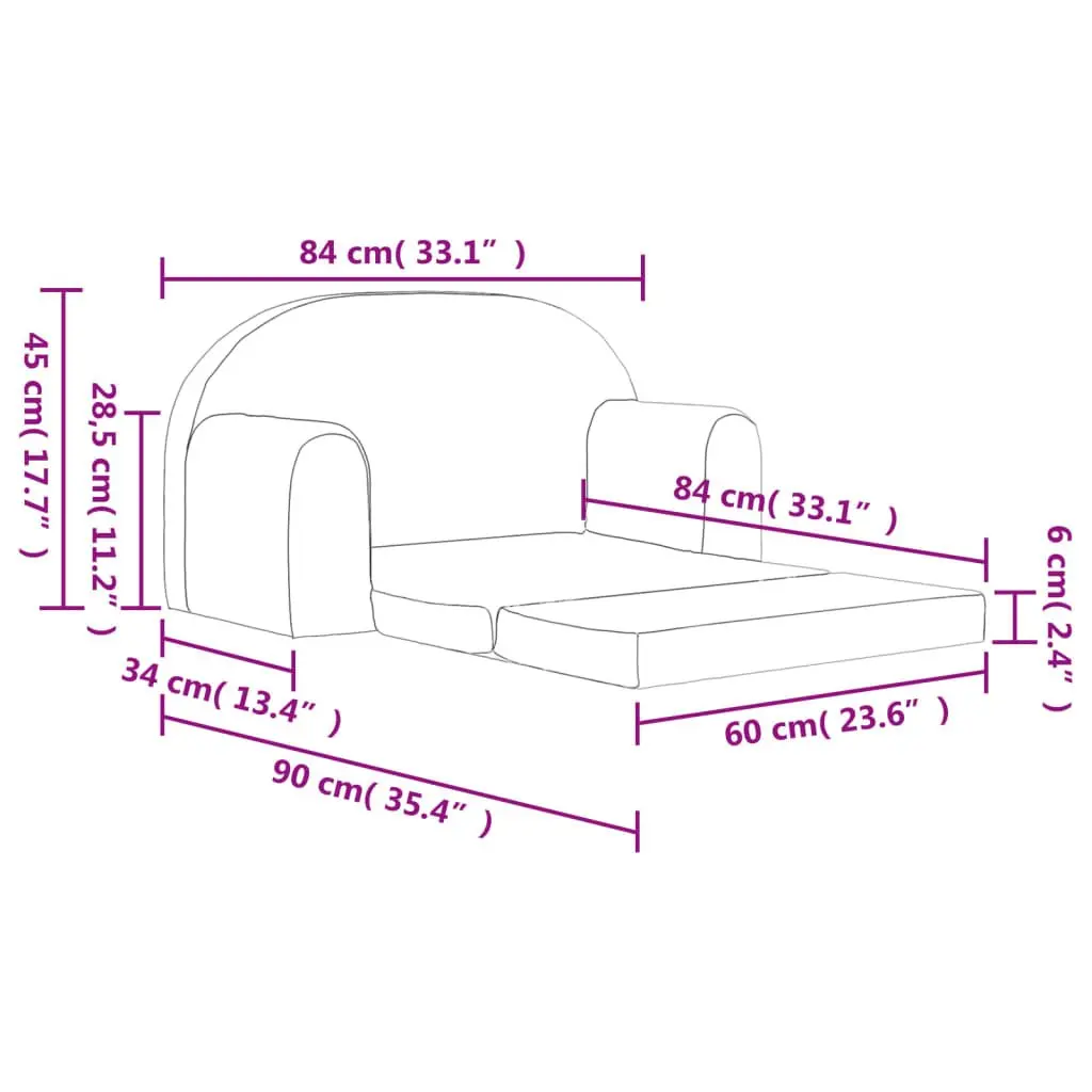 Kids Sofa Bed Pink Soft Plush 2-Seater Fold-Out Chair