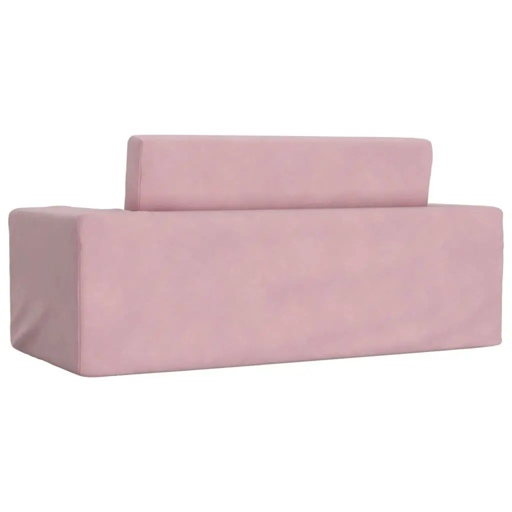 Kids' Sofa Bed 2-Seater Pink Soft Plush Folding Armchair