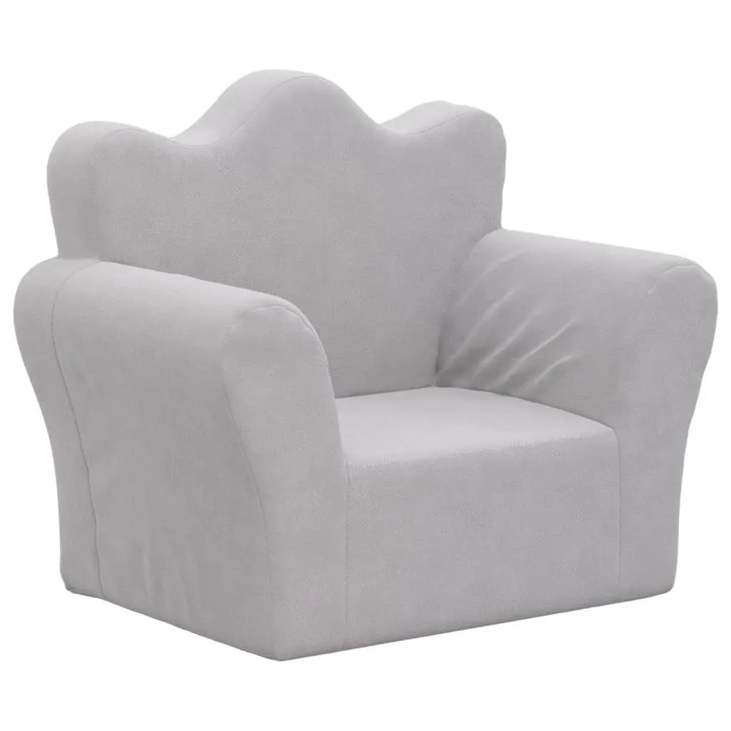 Kids Sofa Grey Soft Plush Removable Cover Washable Children Couch Armrests