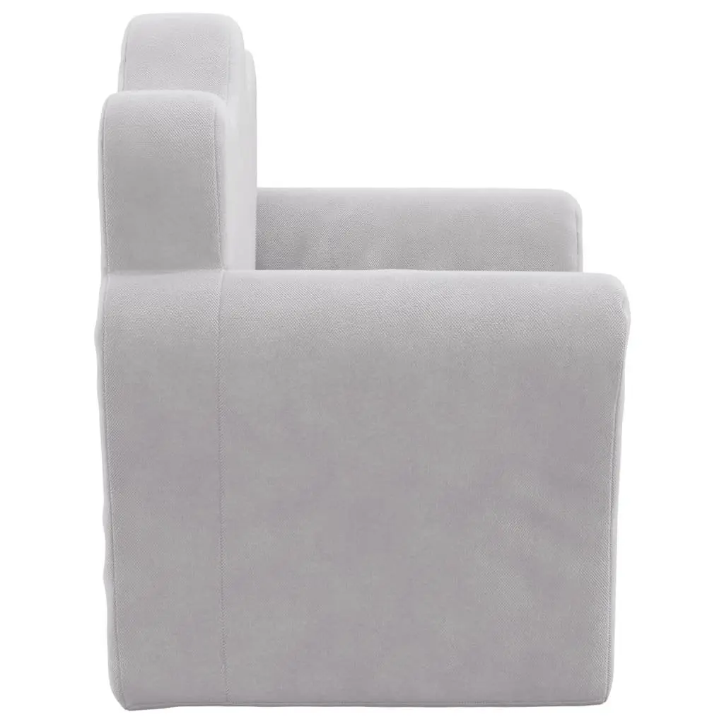 Kids Sofa Grey Soft Plush Removable Cover Washable Children Couch Armrests