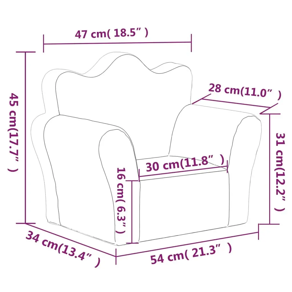 Kids Sofa Anthracite Soft Plush Couch Children Furniture Comfortable Reading