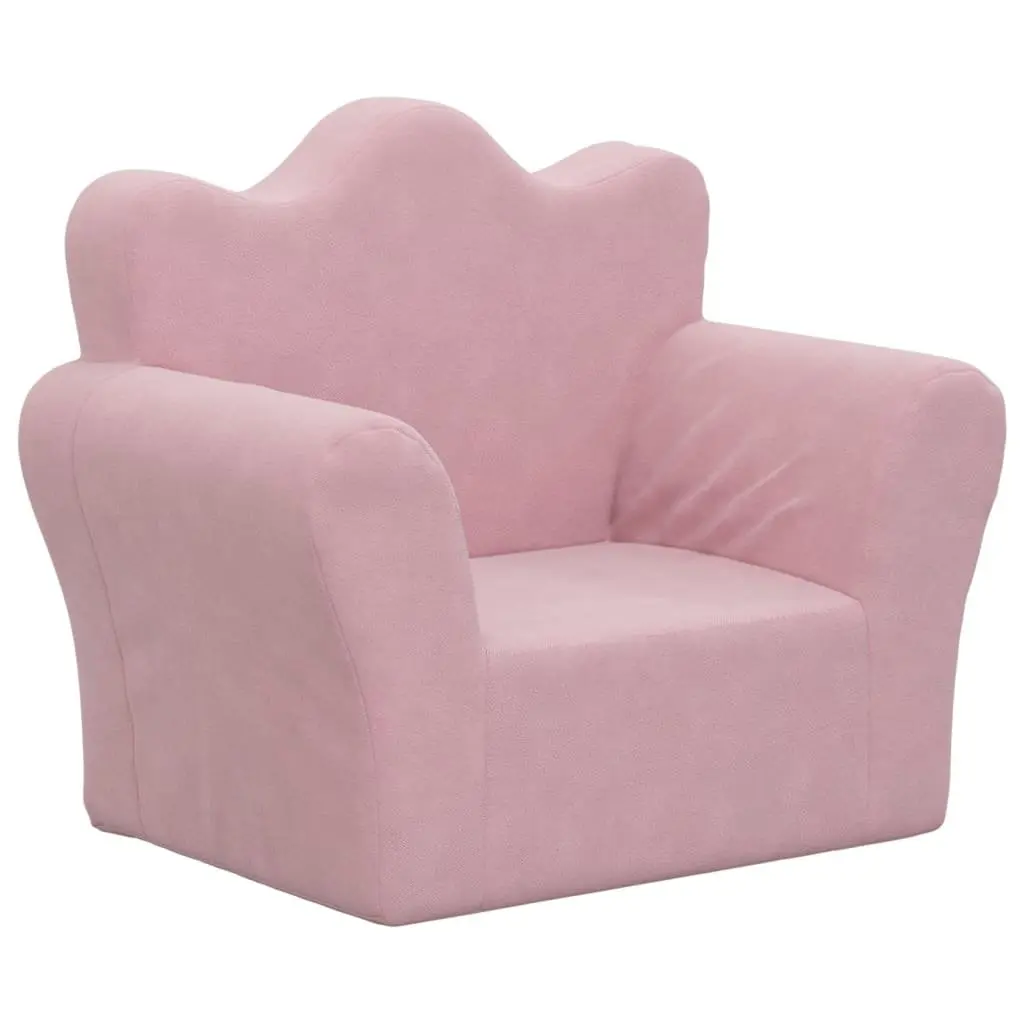 Toddler Couch Soft Plush Pink Removable Cover Kids Sofa with Armrests and Backrest