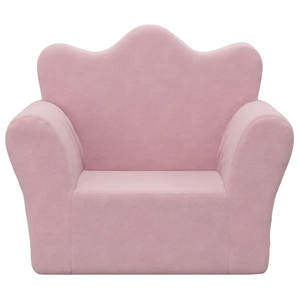 Toddler Couch Soft Plush Pink Removable Cover Kids Sofa with Armrests and Backrest