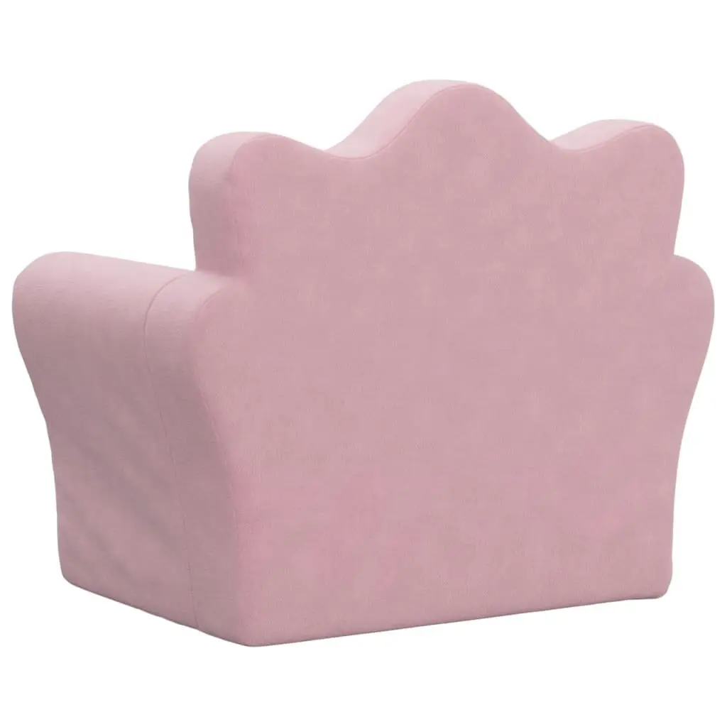 Toddler Couch Soft Plush Pink Removable Cover Kids Sofa with Armrests and Backrest
