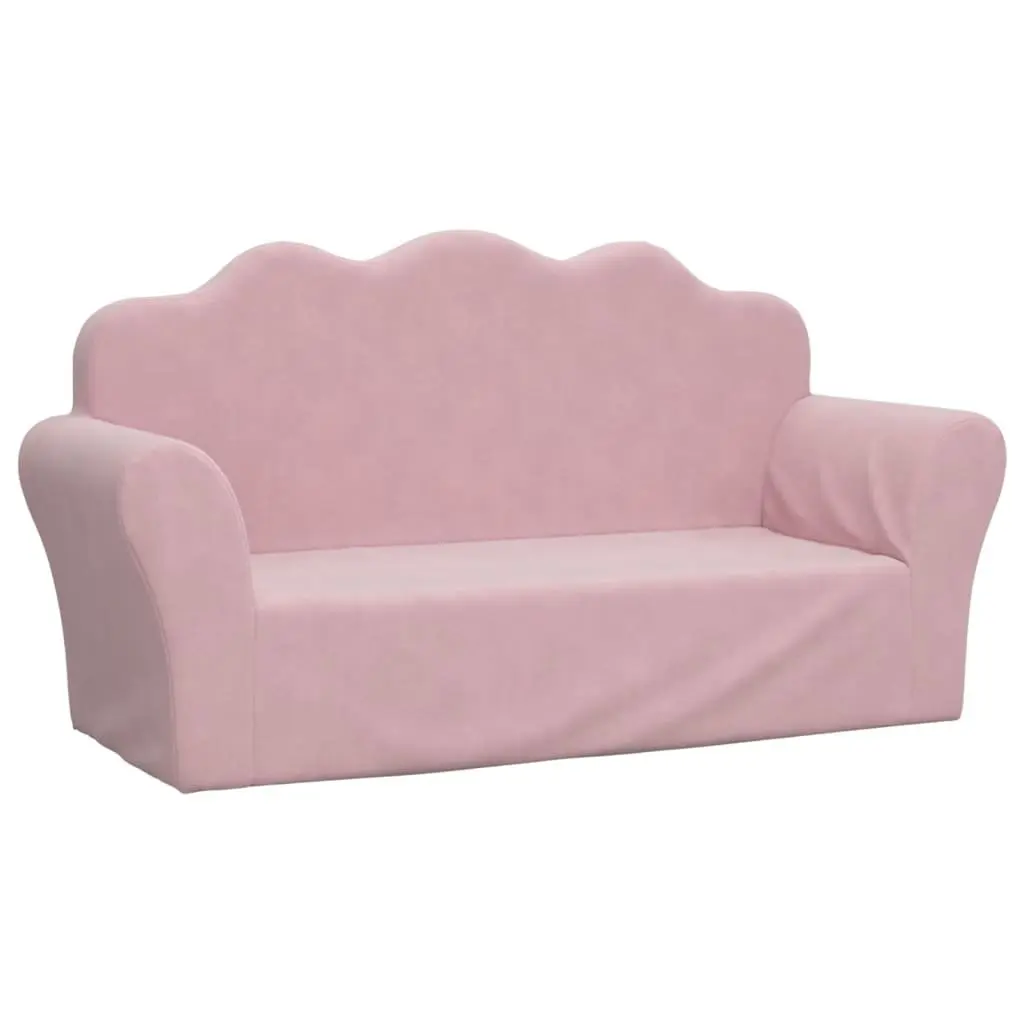 Kids' Sofa 2-Seater Soft Plush Couch Pink for Reading Playroom Furniture