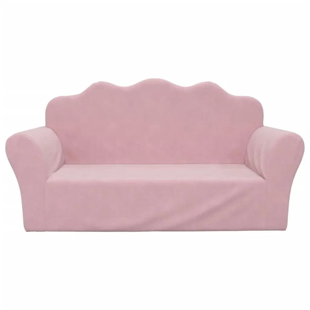 Kids' Sofa 2-Seater Soft Plush Couch Pink for Reading Playroom Furniture