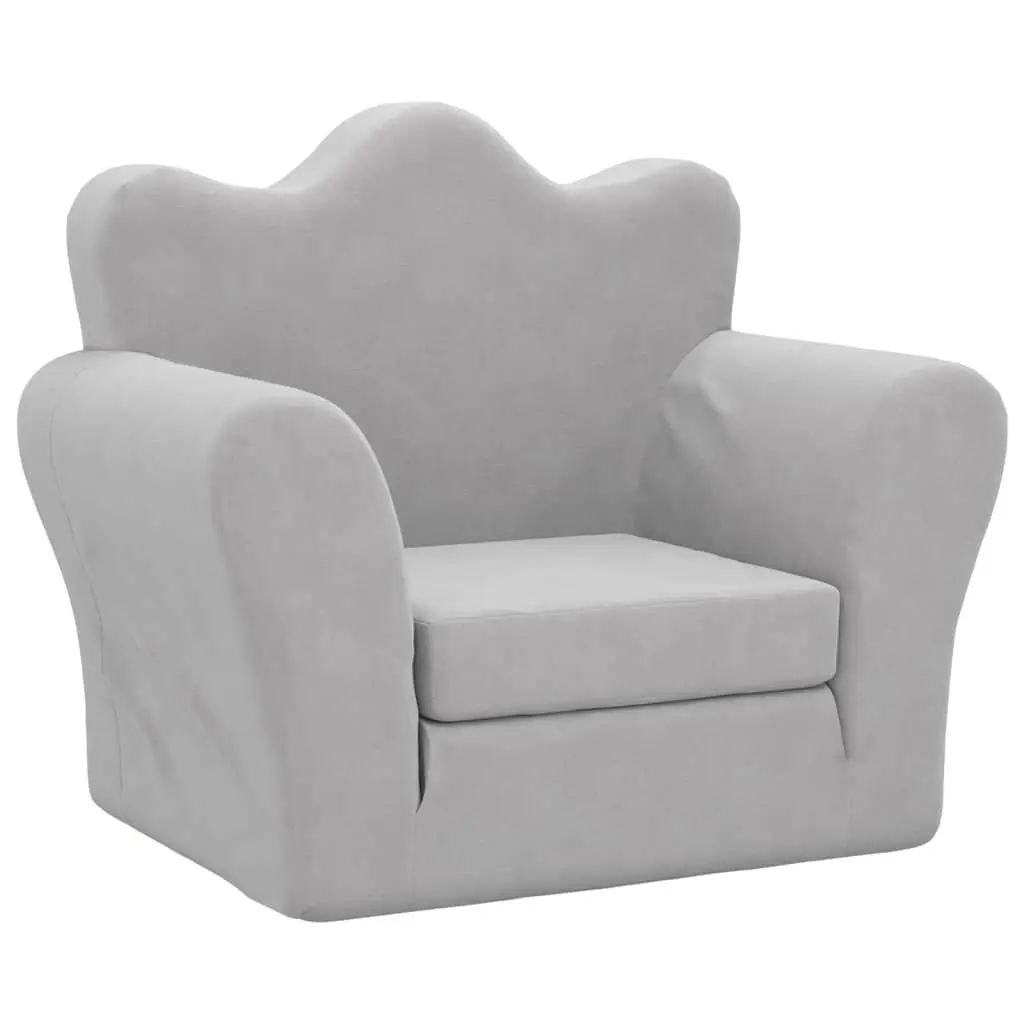 Kids Sofa Bed 2-in-1 Folding Armchair Soft Plush Grey