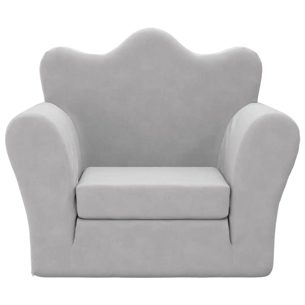 Kids Sofa Bed 2-in-1 Folding Armchair Soft Plush Grey