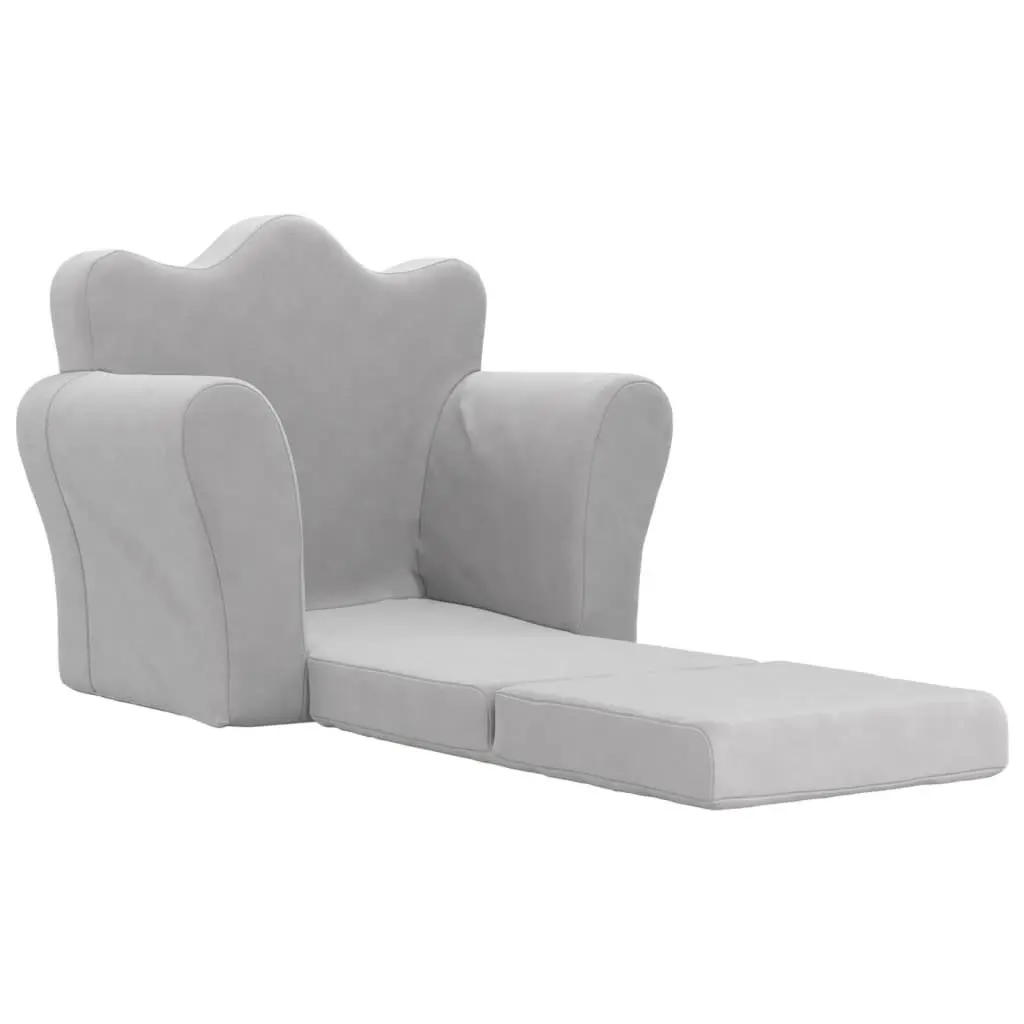Kids Sofa Bed 2-in-1 Folding Armchair Soft Plush Grey