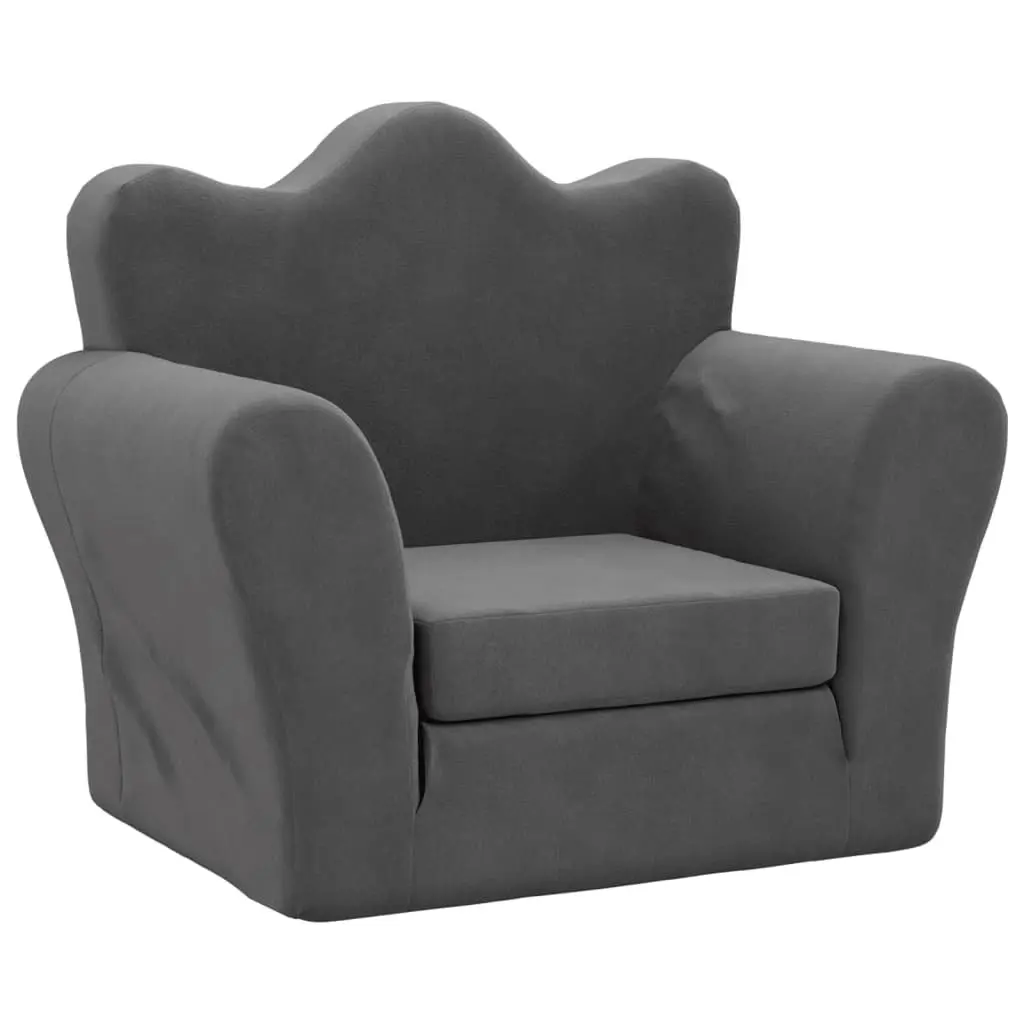 Kids Sofa Bed Folding 2-in-1 Armchair Plush Anthracite