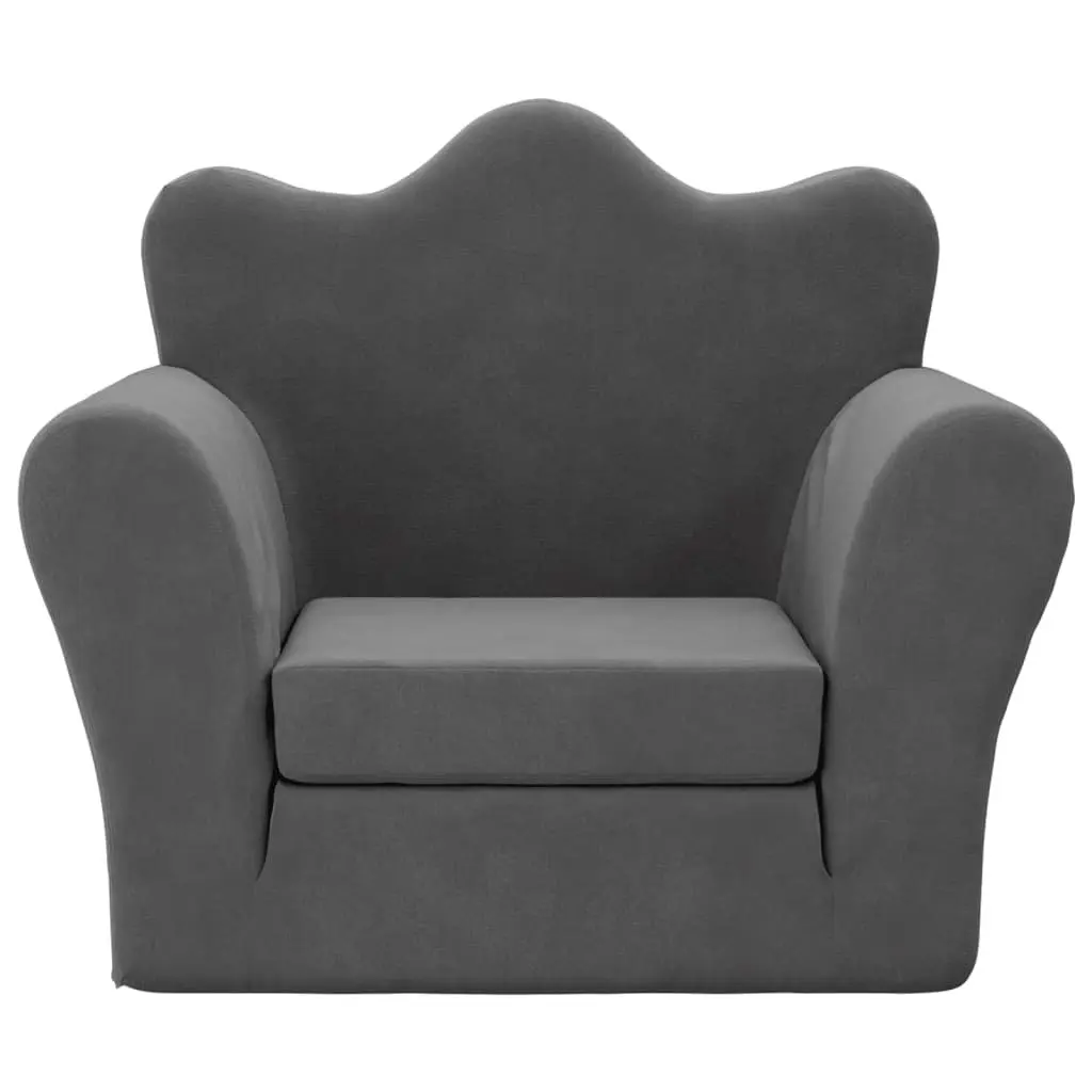 Kids Sofa Bed Folding 2-in-1 Armchair Plush Anthracite