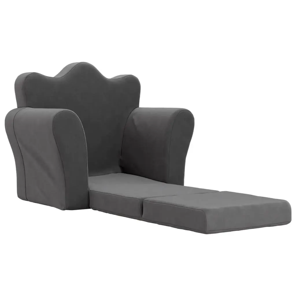 Kids Sofa Bed Folding 2-in-1 Armchair Plush Anthracite