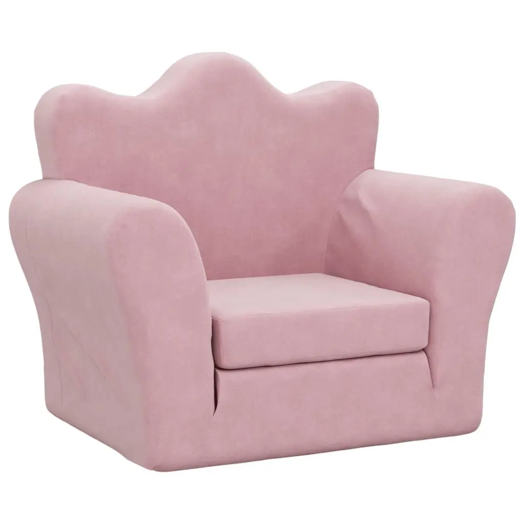 Kids Sofa Bed 2-in-1 Folding Armchair Soft Plush Pink