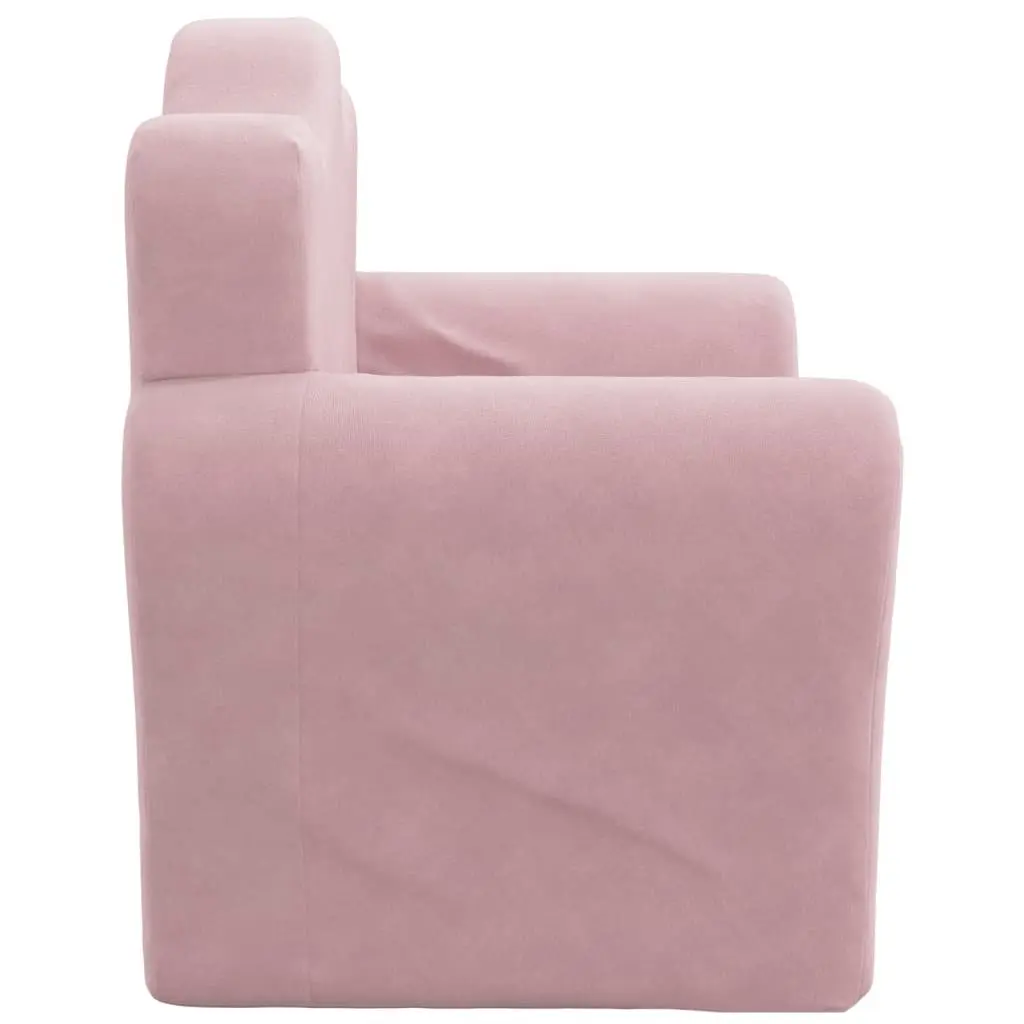 Kids Sofa Bed 2-in-1 Folding Armchair Soft Plush Pink