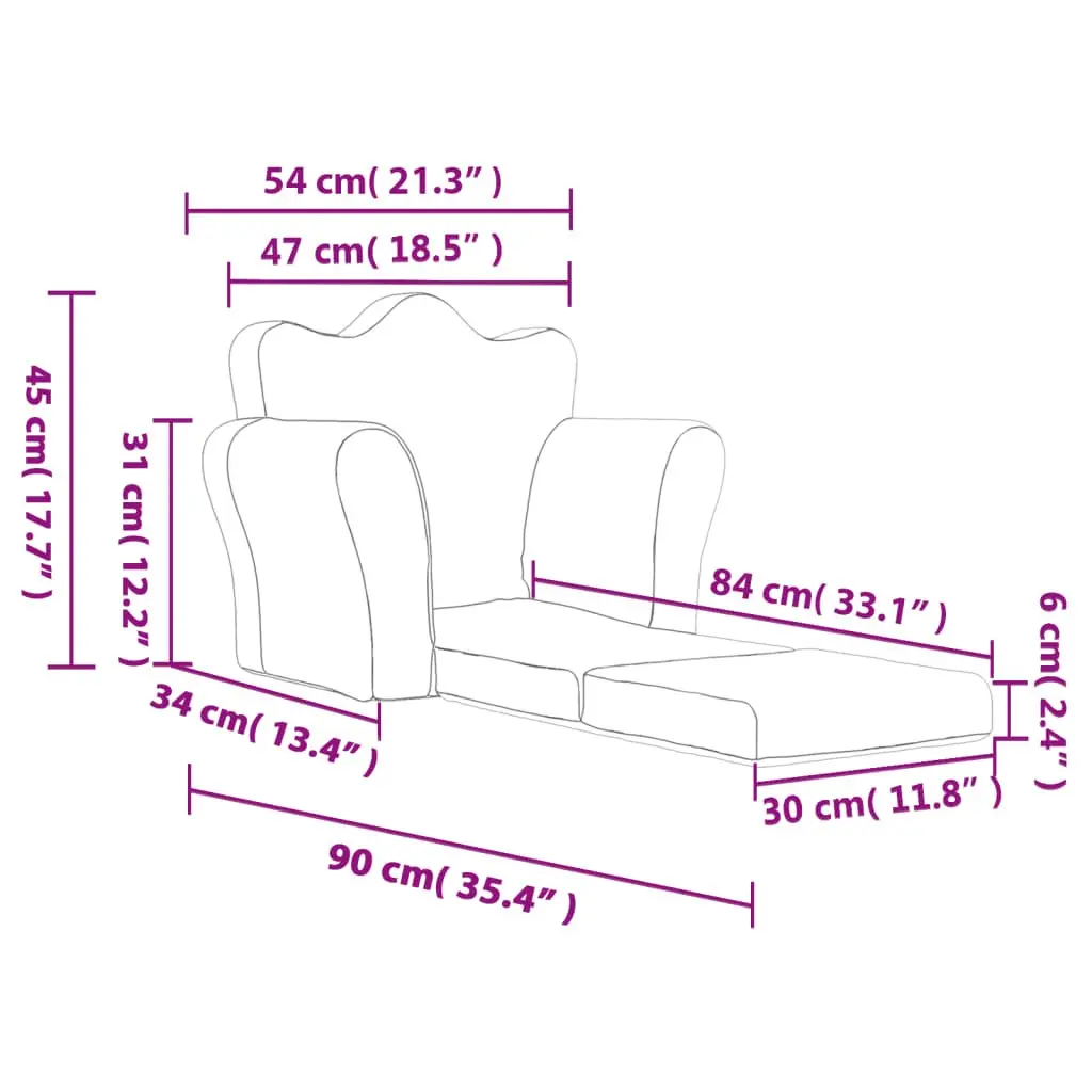 Kids Sofa Bed 2-in-1 Folding Armchair Soft Plush Pink