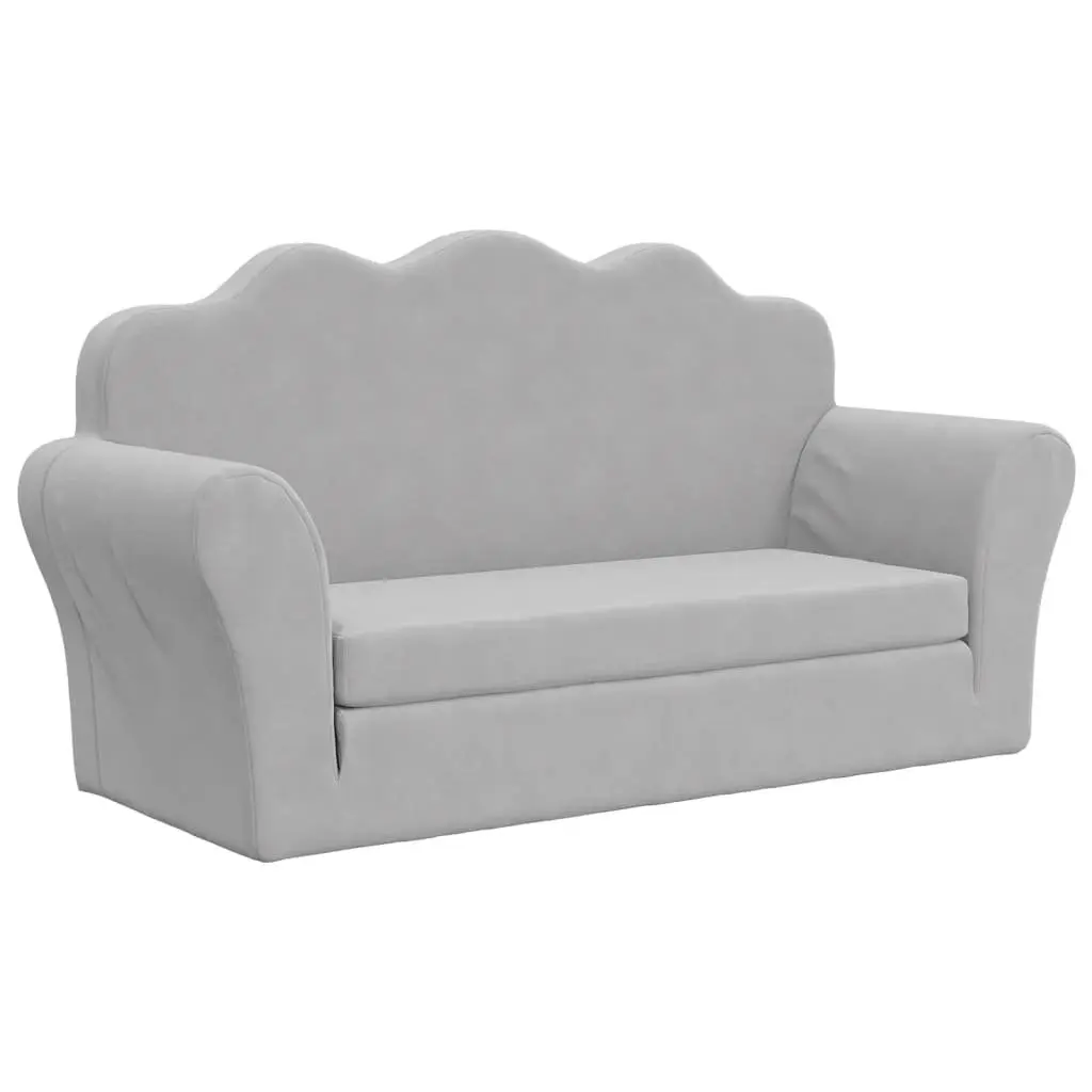 Kids Sofa Bed 2-Seater Fold Out Armchair Grey Soft Plush