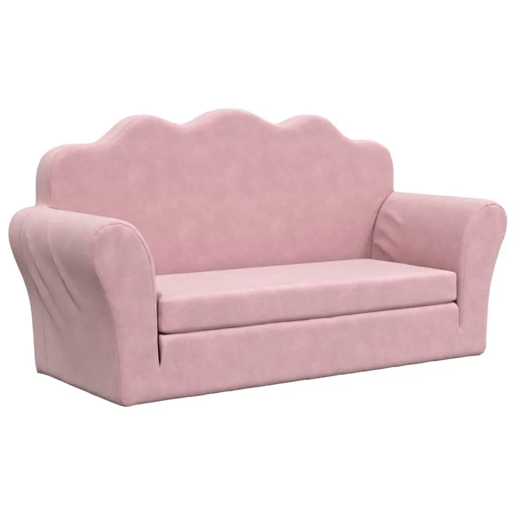Kids Sofa Bed 2-Seater Pink Soft Plush Folding Armchair