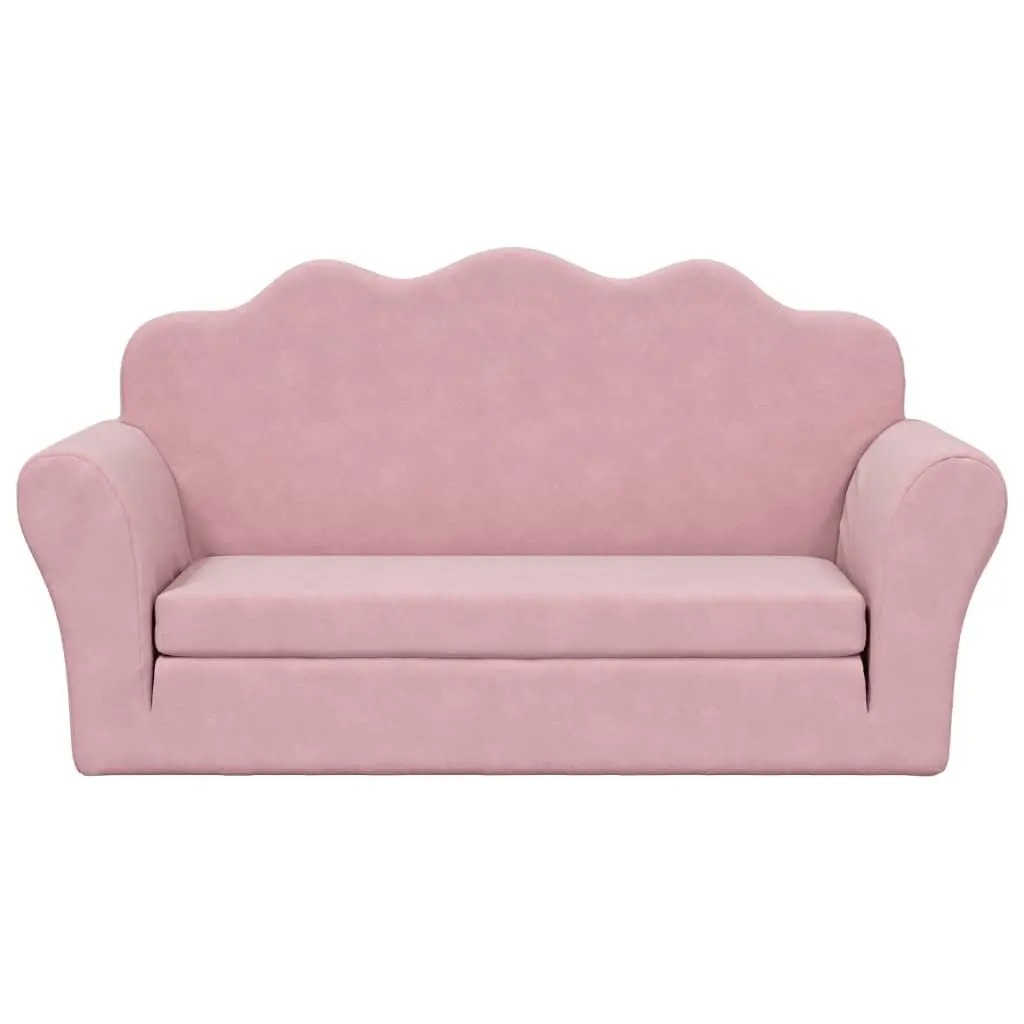 Kids Sofa Bed 2-Seater Pink Soft Plush Folding Armchair
