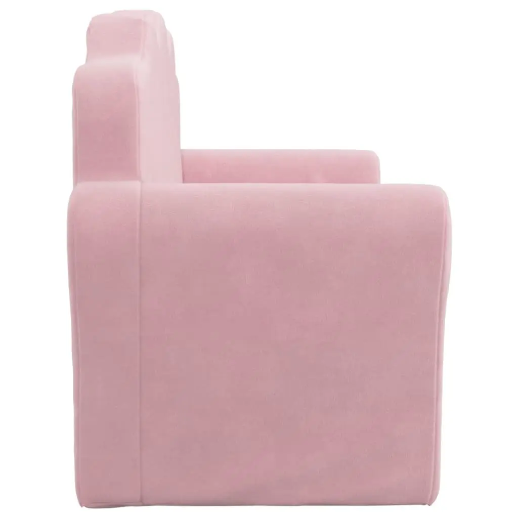 Kids Sofa Bed 2-Seater Pink Soft Plush Folding Armchair