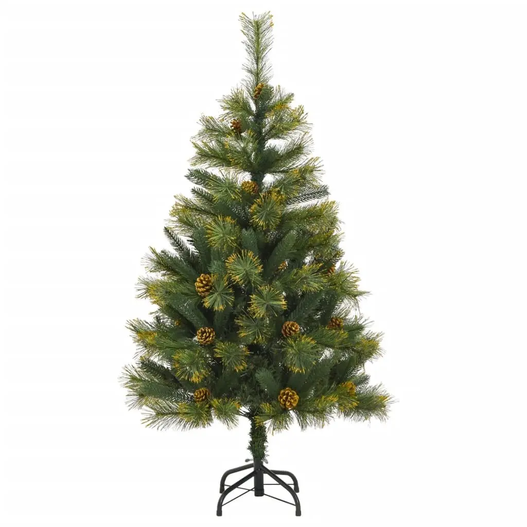 Artificial Christmas Tree 120cm Green Hinged Branches with Pine Needles and Cones