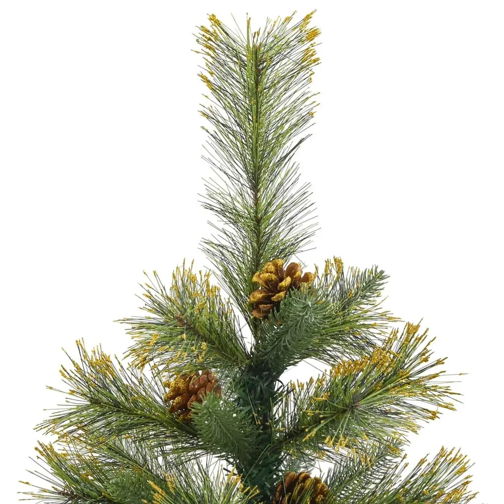 Artificial Christmas Tree 120cm Green Hinged Branches with Pine Needles and Cones