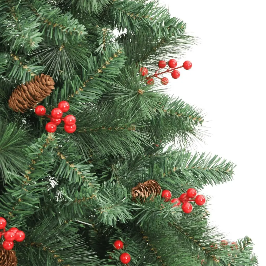 Artificial Christmas Tree 180cm Green Hinged with Cones and Berries