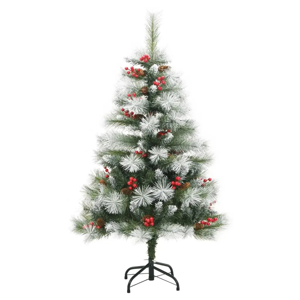 Artificial Christmas Tree Hinged 120cm White with Cones Berries