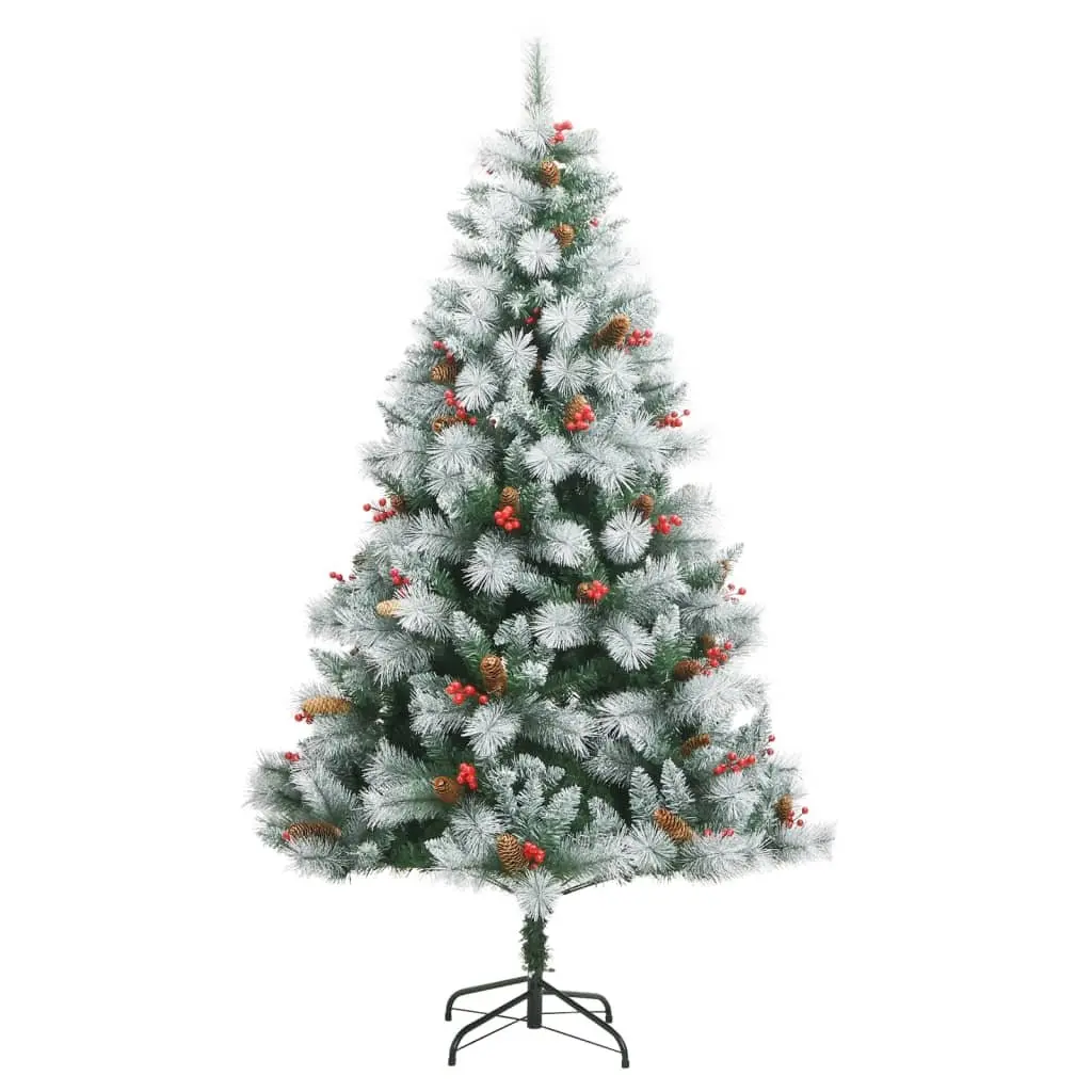 Artificial Christmas Tree 180cm White Hinged with Cones Berries