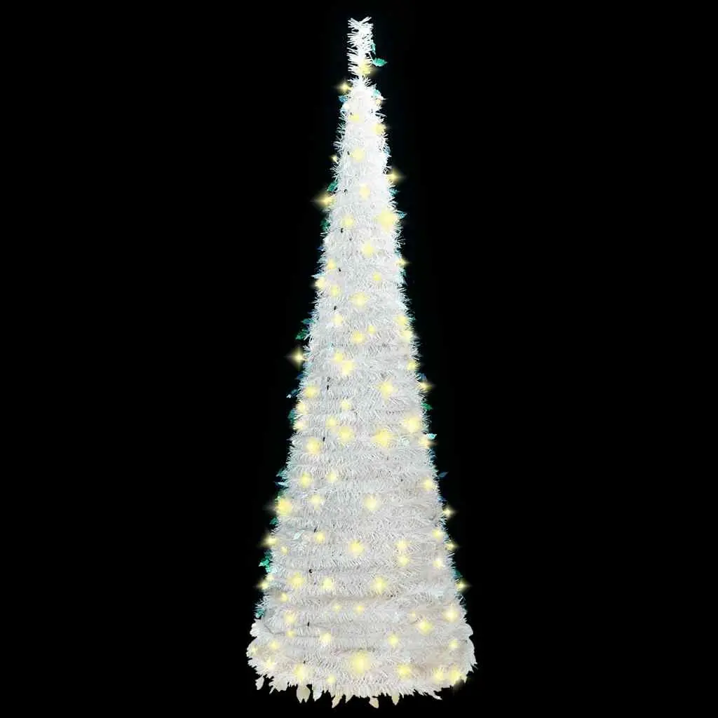 Artificial Christmas Tree Holiday Decoration 150cm White 100 LEDs
