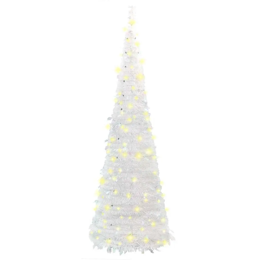 Artificial Christmas Tree 210cm Holiday Decoration White 200 LEDs 8 Lighting Modes