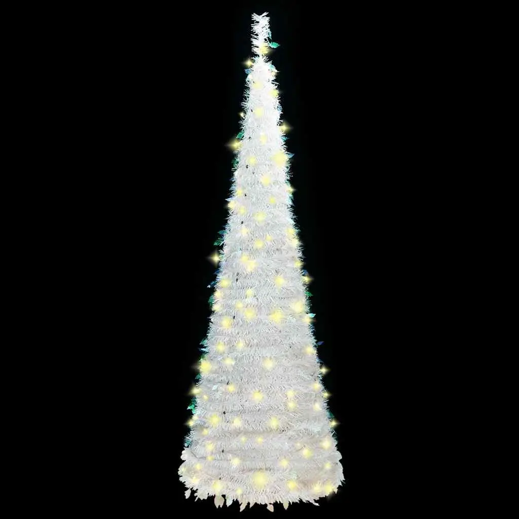 Artificial Christmas Tree 210cm Holiday Decoration White 200 LEDs 8 Lighting Modes