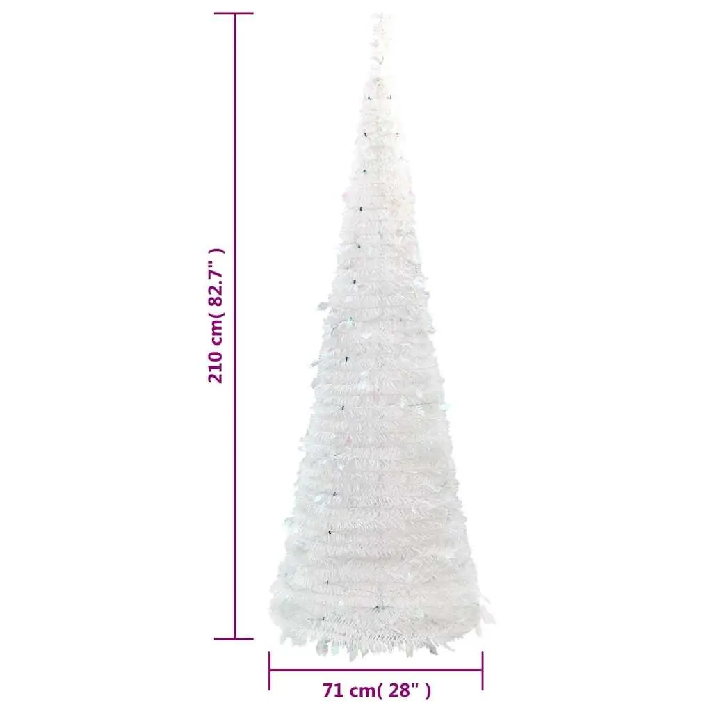 Artificial Christmas Tree 210cm Holiday Decoration White 200 LEDs 8 Lighting Modes
