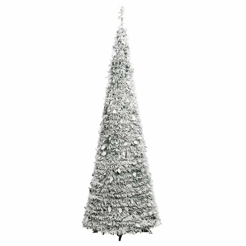Artificial Christmas Tree Pop-up Flocked Snow 180cm White 150 LEDs 8 Lighting Modes